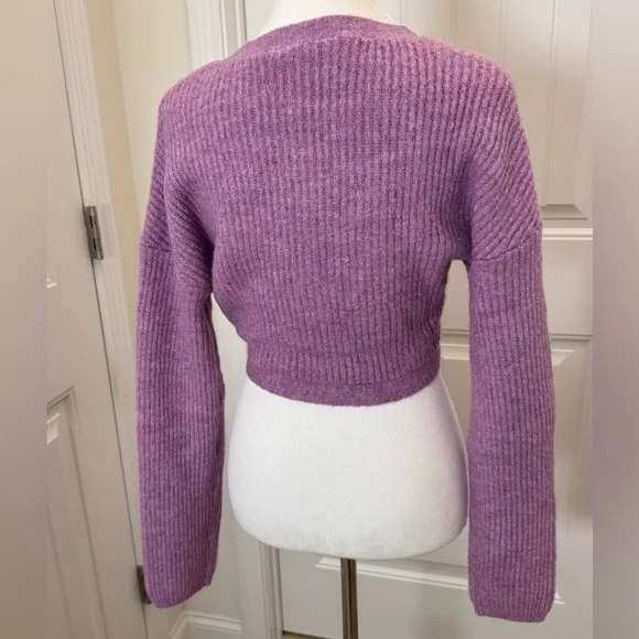 NWOT Cardigan: For Love & Lemons Emery Lavender Purple Cozy CropCardigan (L) - Picture 5 of 5